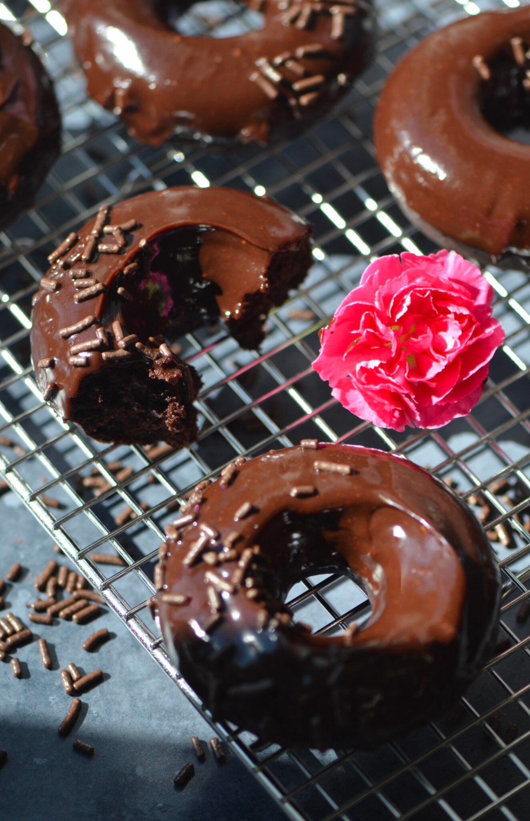 Baked Double Chocolate Glazed Donuts!